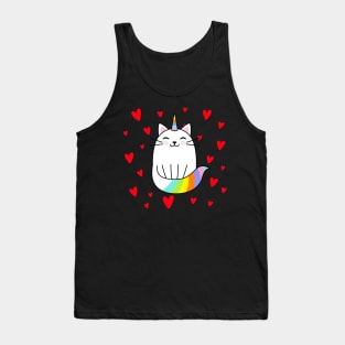 colorful unicorn happy cat love Tank Top